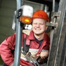 worker operating a forklift